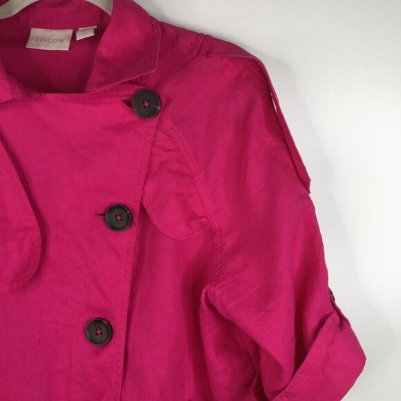 Chico's Women's Size 2 Linen Jacket Top - Picture 3 of 9